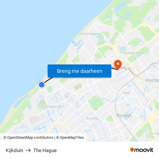 Kijkduin to The Hague map