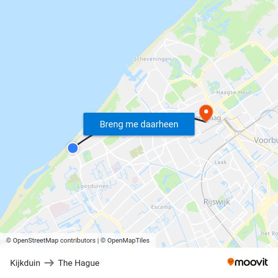 Kijkduin to The Hague map