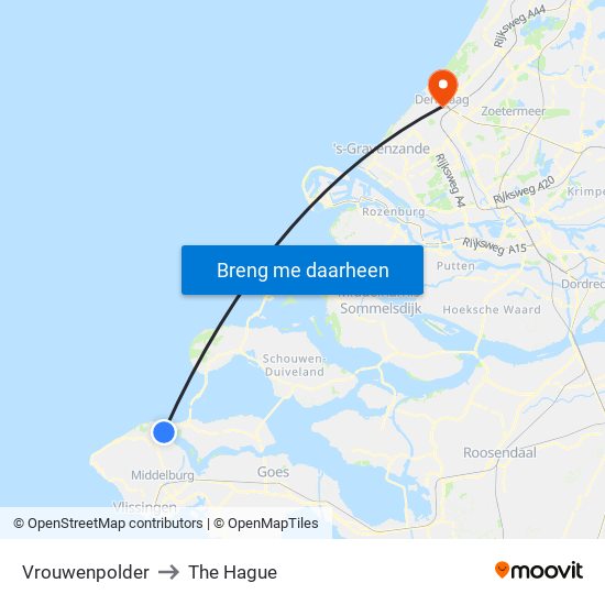 Vrouwenpolder to The Hague map