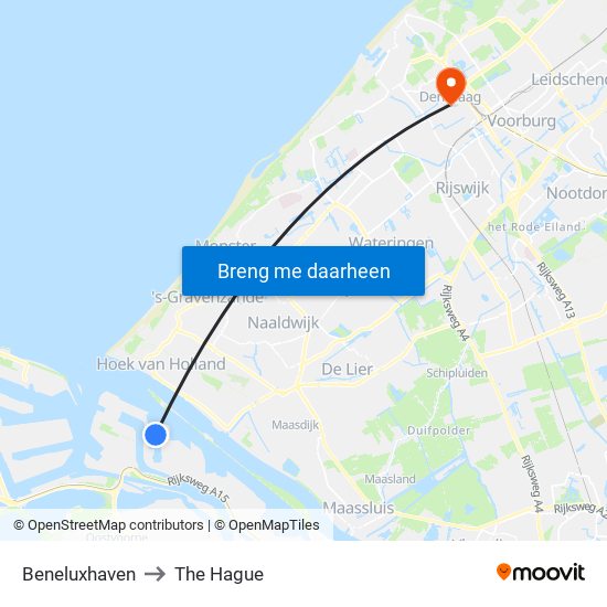 Beneluxhaven to The Hague map