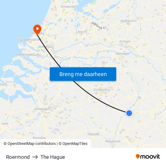 Roermond, Neerstraat to The Hague map