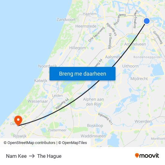 Nam Kee to The Hague map