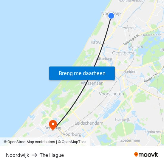 Noordwijk to The Hague map