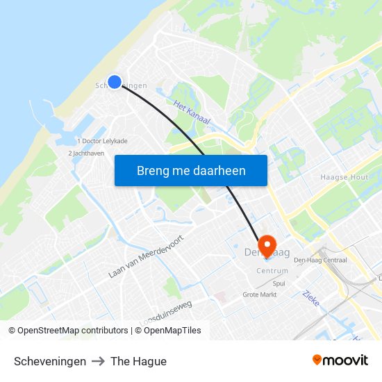 Scheveningen to The Hague map