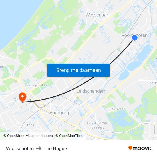 Voorschoten to The Hague map