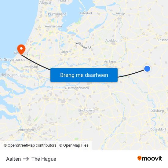 Aalten to The Hague map