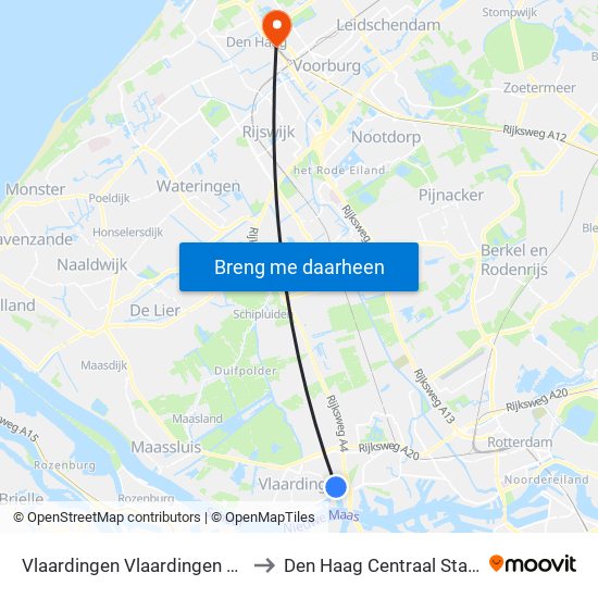 Vlaardingen Vlaardingen Oost to Den Haag Centraal Station map