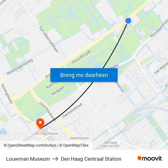 Louwman Museum to Den Haag Centraal Station map