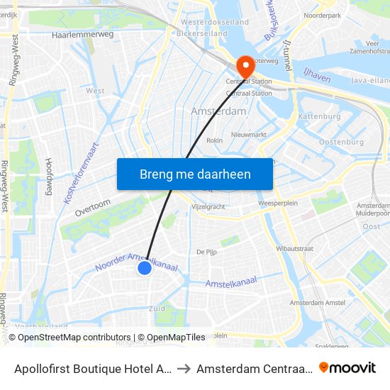 Apollofirst Boutique Hotel Amsterdam to Amsterdam Centraal Station map