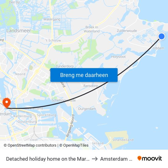 Detached holiday home on the Markermeer near Amsterdam Uitdam to Amsterdam Centraal Station map