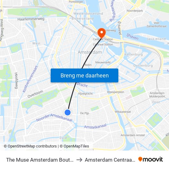 The Muse Amsterdam Boutique Hotel to Amsterdam Centraal Station map