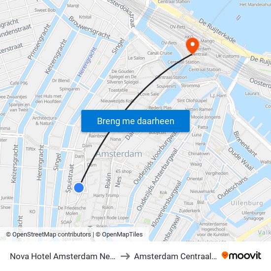 Nova Hotel Amsterdam Netherlands to Amsterdam Centraal Station map