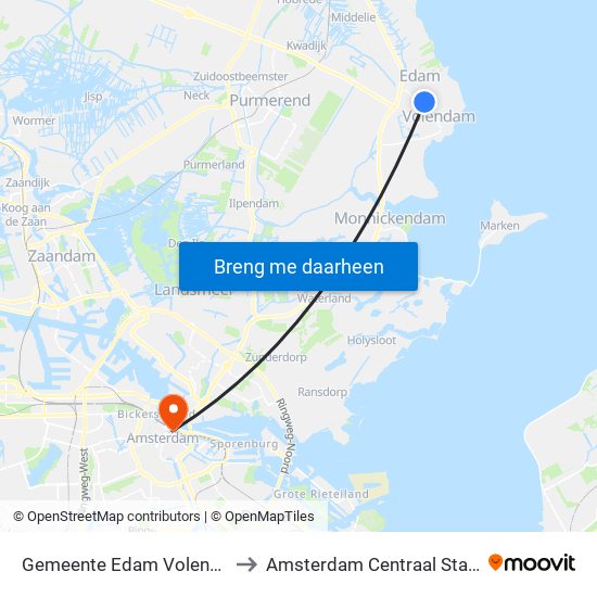 Gemeente Edam Volendam to Amsterdam Centraal Station map