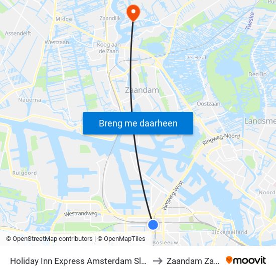 Holiday Inn Express Amsterdam Sloterdijk Station an IHG Hotel to Zaandam Zaanse Schans map