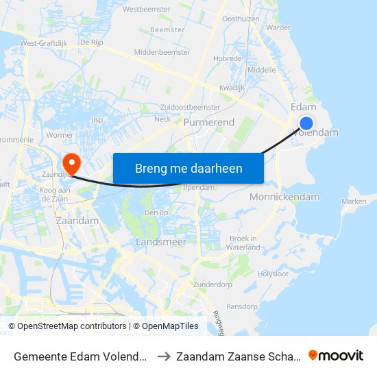 Gemeente Edam Volendam to Zaandam Zaanse Schans map