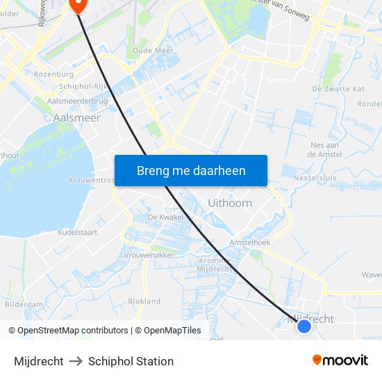 Mijdrecht to Schiphol Station map