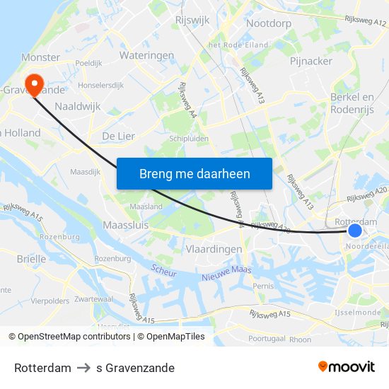 Rotterdam to s Gravenzande map