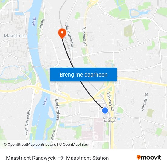 Maastricht Randwyck to Maastricht Station map