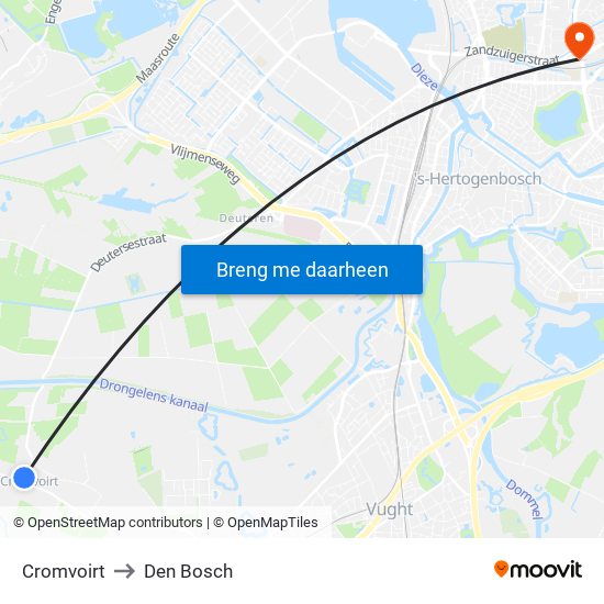 Cromvoirt to Den Bosch map