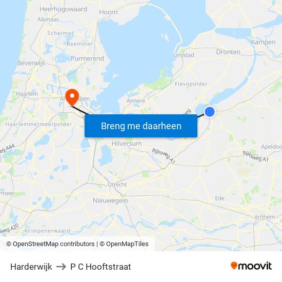 Harderwijk to P C Hooftstraat map