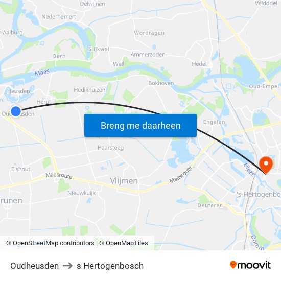 Oudheusden to s Hertogenbosch map