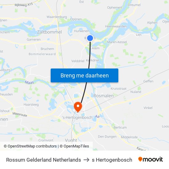 Rossum Gelderland Netherlands to s Hertogenbosch map