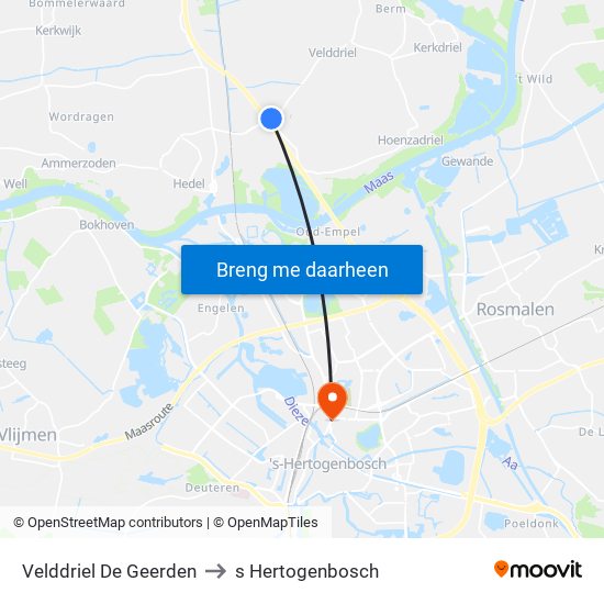 Velddriel De Geerden to s Hertogenbosch map