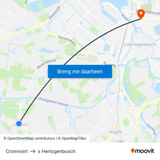 Cromvoirt to s Hertogenbosch map