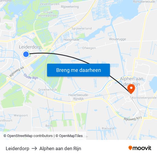 Leiderdorp to Alphen aan den Rijn map