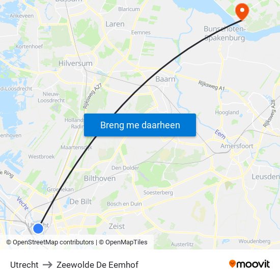Utrecht to Zeewolde De Eemhof map