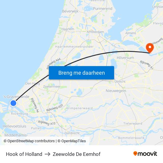 Hook of Holland to Zeewolde De Eemhof map