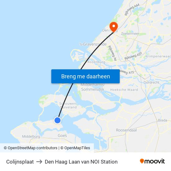Colijnsplaat to Den Haag Laan van NOI Station map