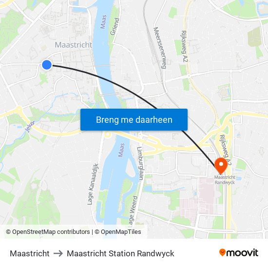 Maastricht to Maastricht Station Randwyck map