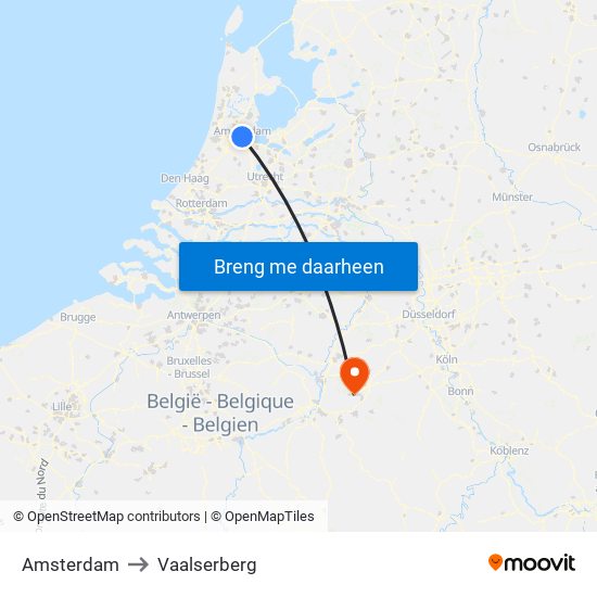 Amsterdam to Vaalserberg map