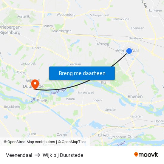 Veenendaal to Wijk bij Duurstede map