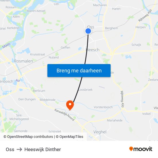 Oss to Heeswijk Dinther map