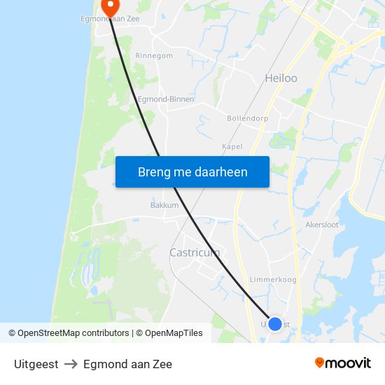 Uitgeest to Egmond aan Zee map