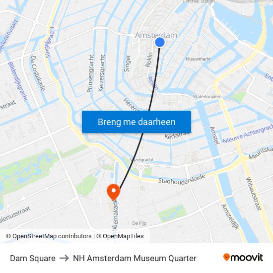 Dam Square to NH Amsterdam Museum Quarter map