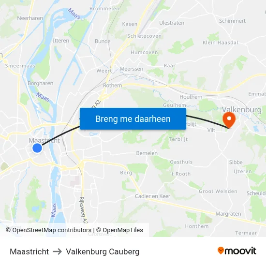 Maastricht to Valkenburg Cauberg map