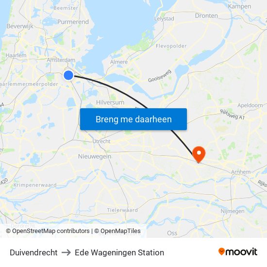 Duivendrecht to Ede Wageningen Station map