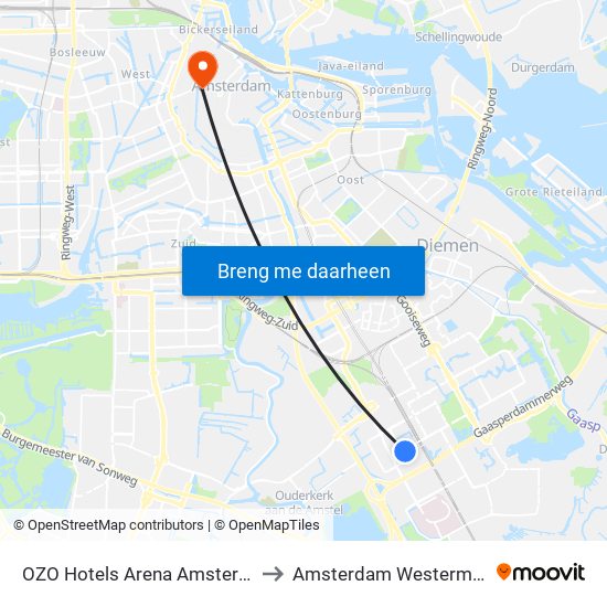 OZO Hotels Arena Amsterdam to Amsterdam Westermarkt map