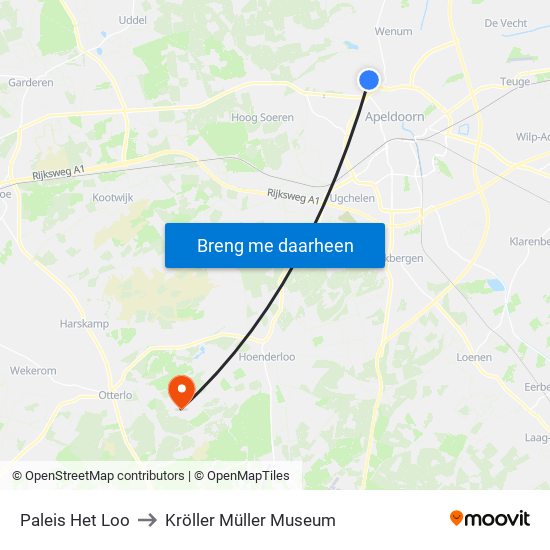 Paleis Het Loo to Kröller Müller Museum map