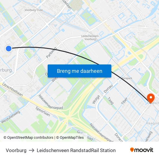 Voorburg to Leidschenveen RandstadRail Station map