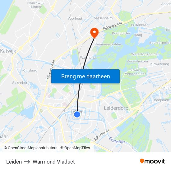 Leiden to Warmond Viaduct map