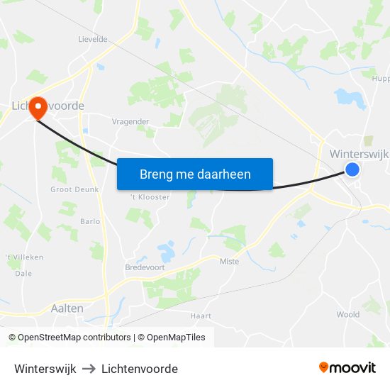 Winterswijk to Lichtenvoorde map