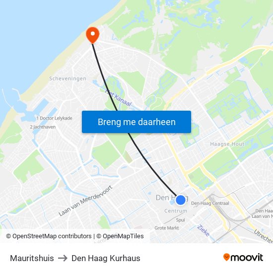 Mauritshuis to Den Haag Kurhaus map