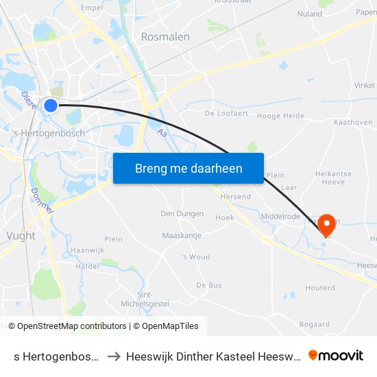 s Hertogenbosch to Heeswijk Dinther Kasteel Heeswijk map