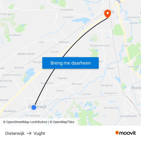 Oisterwijk to Vught map