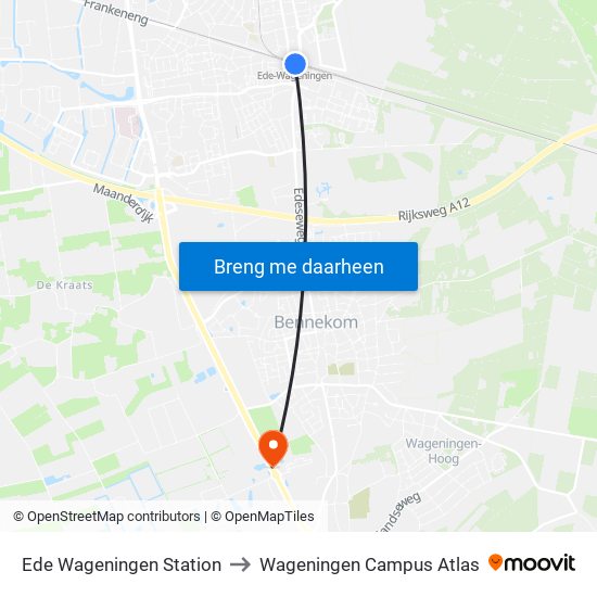 Ede Wageningen Station to Wageningen Campus Atlas map