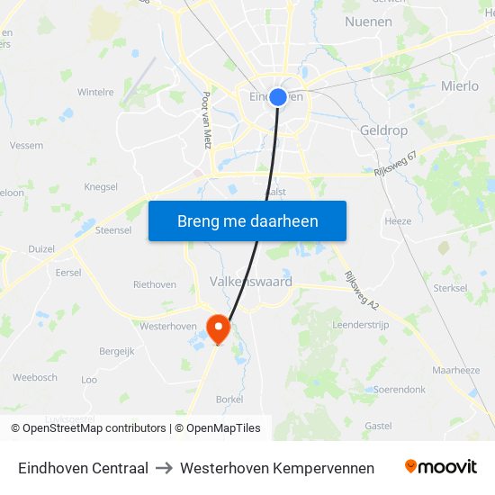 klep Smederij Vanaf daar Eindhoven Centraal, Eindhoven naar Westerhoven Kempervennen, Bergeijk met  openbaar vervoer